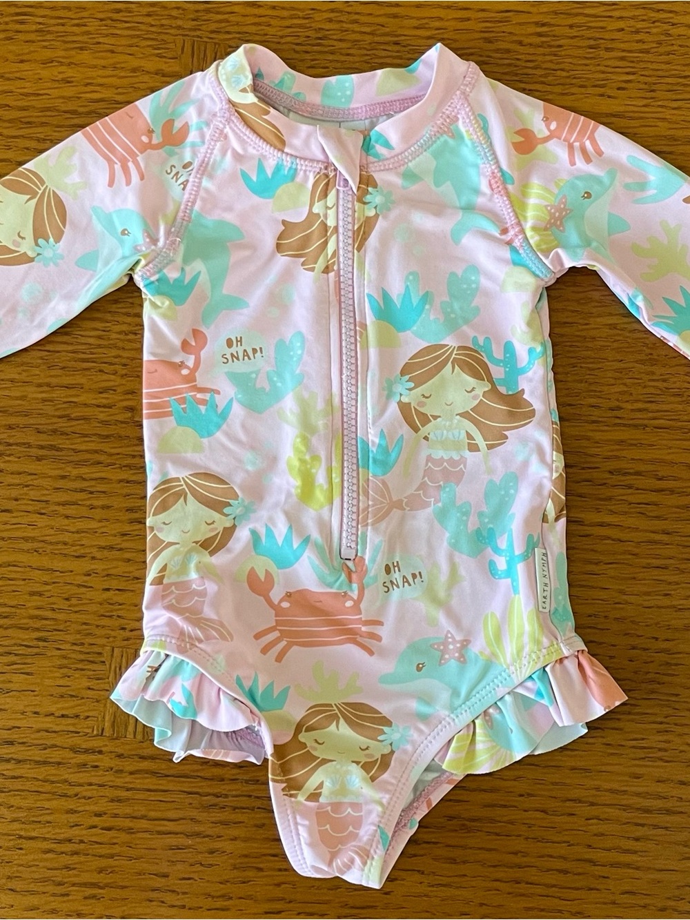 EARTH NYMPH Pink Mermaid One-Piece Swimsuit Size 0-12 months